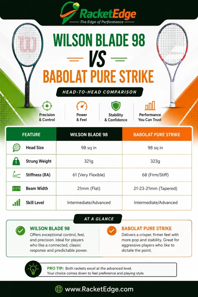 Spec Comparison Wilson Blade 98 vs Babolat Pure Strike